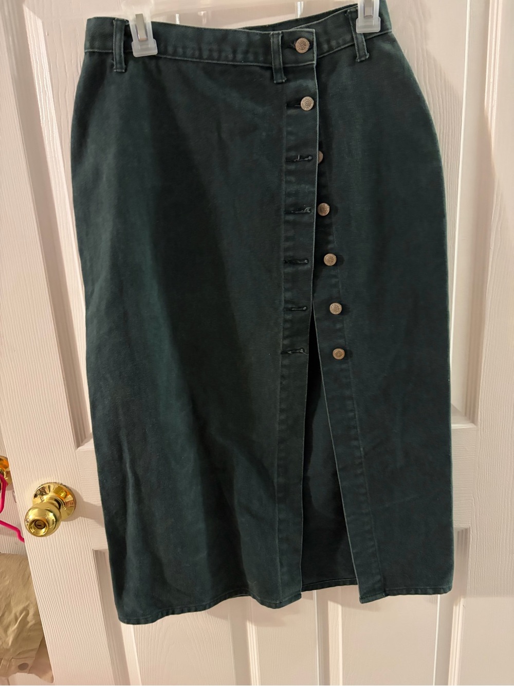 Gitano Dark Green Button-Front Midi Skirt